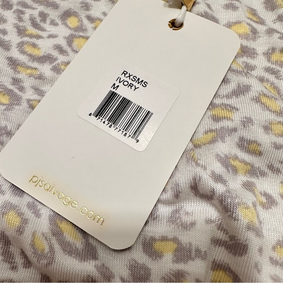 PJ Salvage Soft Pajama Short Ivory Yellow Gray Cheetah Drawstring Women Size M - Picture 7 of 7